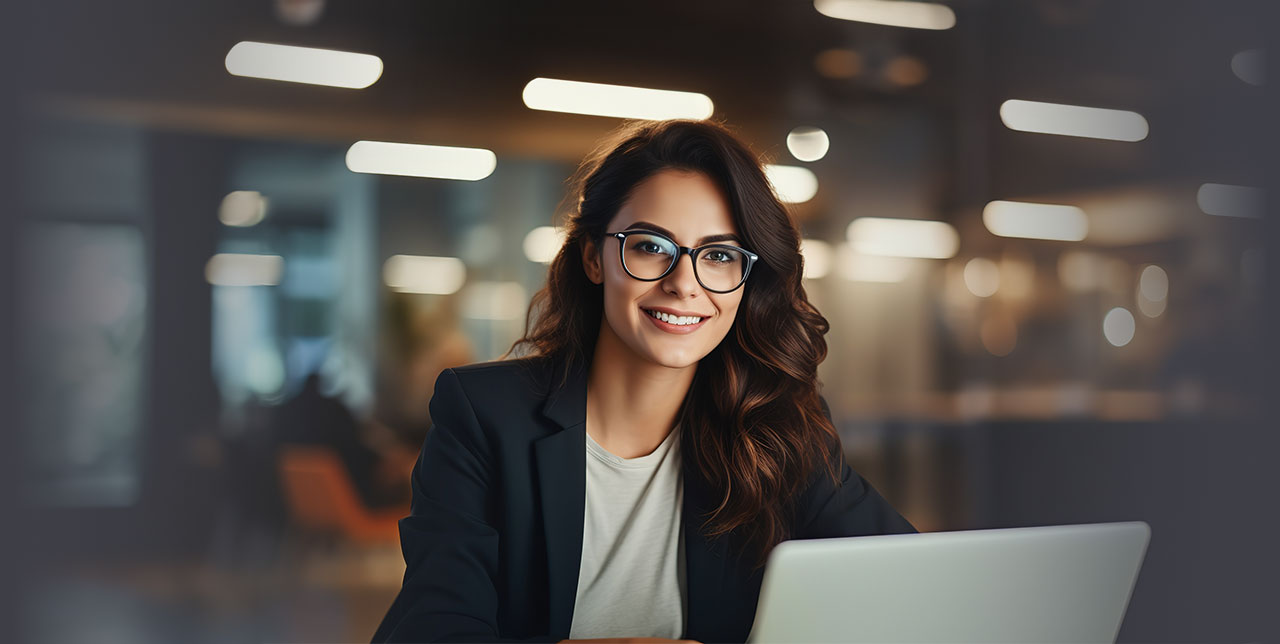Mujer joven consultando los requisitos del programa executive